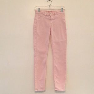 J Brand pink Japanese twill skinny crop jeans